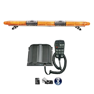 LED Roof Warning Light Long Row Strobe Light 1.8m Flashing Light + Dual Horns + Bluetooth MP3 Siren 286R9