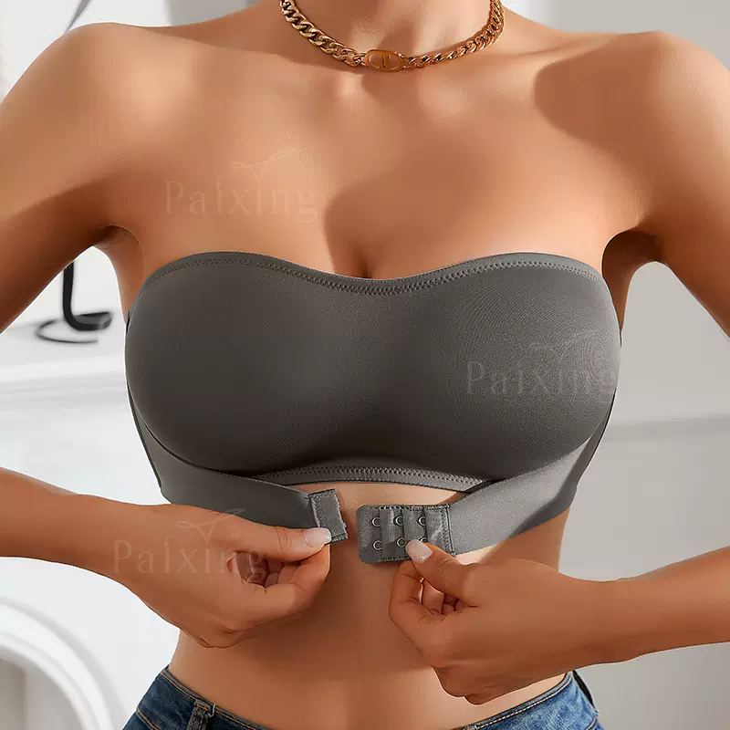 性感前扣提拉侧收女士小胸聚拢无钢圈文胸个性防滑无肩带抹胸内衣