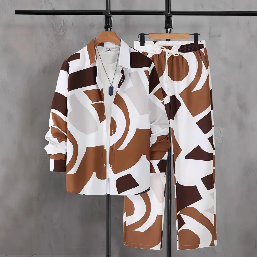 American Cross-border 2024 nueva línea de tendencia de moda casual camisa de manga larga pantalones traje MB12 ML4