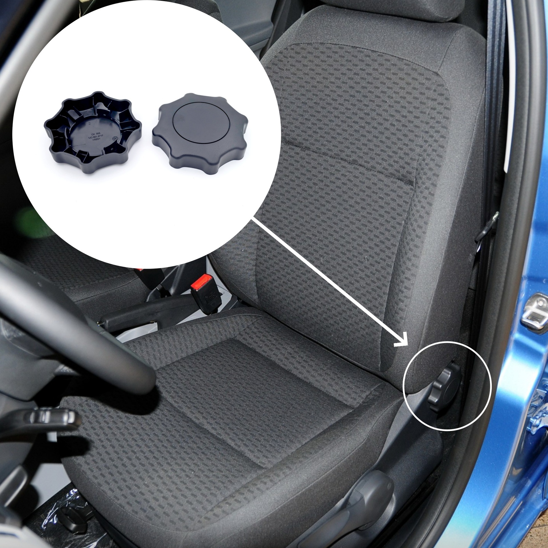 1J0881671F Passat Bora Octavia Polo Fabia Front Seat Adjustment Knob Handwheel Seat Adjuster