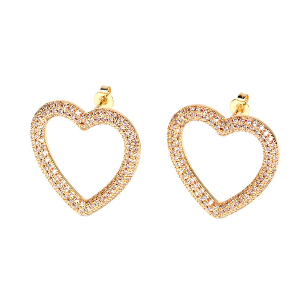 Nihaojewelry Fashion Diamond Heart Shape Geometric Hollow Earrings Wholesale Jewelry display picture 12