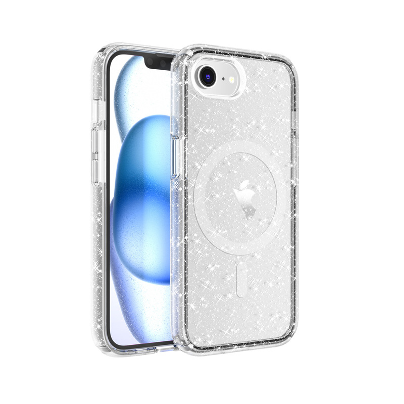 New Defender Terminator Apple Iphone17E Transparent 16E Four-Corner Magnetic High-Definition Glitter Phone Case