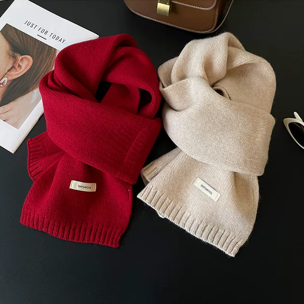 100% Australian wool scarf, Korean-style solid-color knitted scarf for winter, a stylish and elegant small scarf for both men and women, wholesale