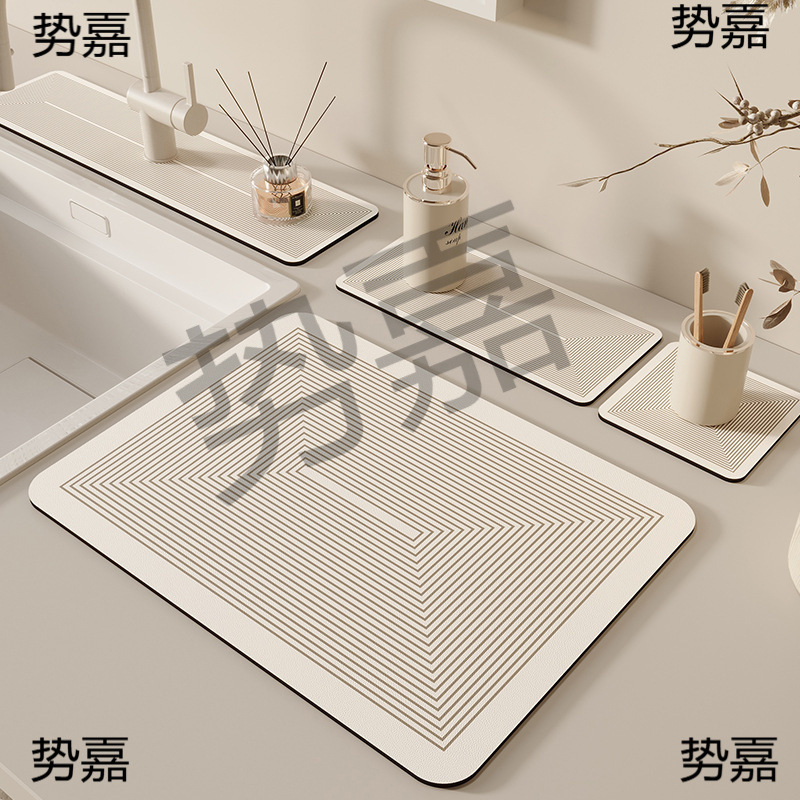 Sink Absorbent Mat Diatom Mud Kitchen Countertop Drain Mat Anti-Scalding Quick-Drying Mat Washstand Water Storage Mat