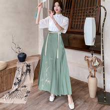 实拍新中式国风原创中式马面裙日常汉服上班穿通勤春款竹子刺绣女