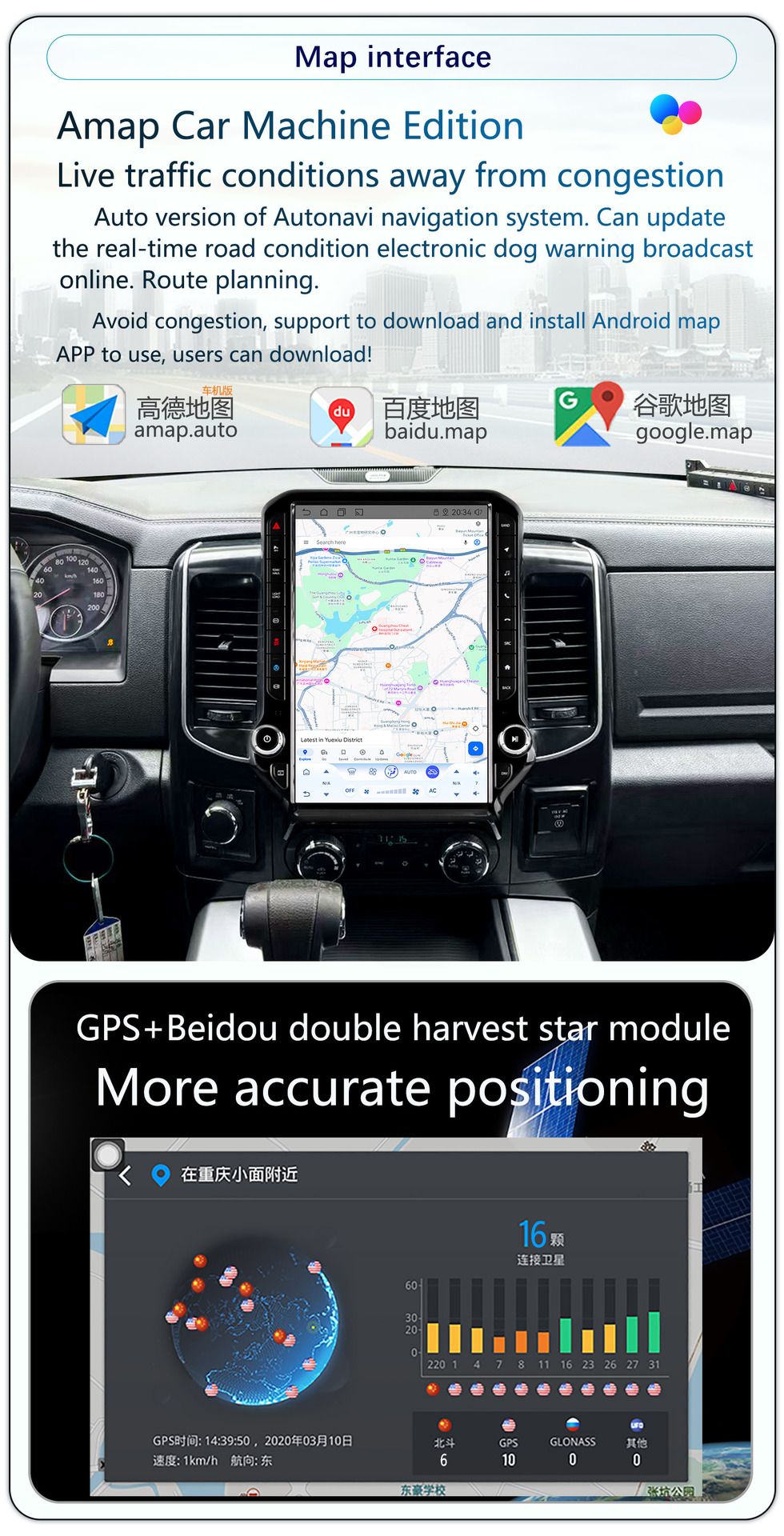 Suitable for 09-12 Dodge Ram Modification 14.5inch Large Vertical Screen Carplay Navigation 360 Panoramic All-In-One Machine