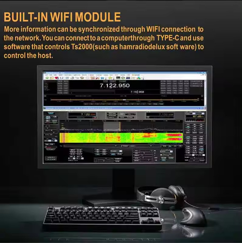 100W HF+UV All Mode DDC/DUC Transceiver Mobile Radio SDR Transceiver with 7" Tou
