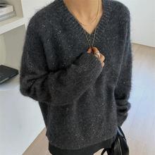 秋冬高级感宽松慵懒风星河亮片毛衫保暖洋气软糯马海毛套头上衣女