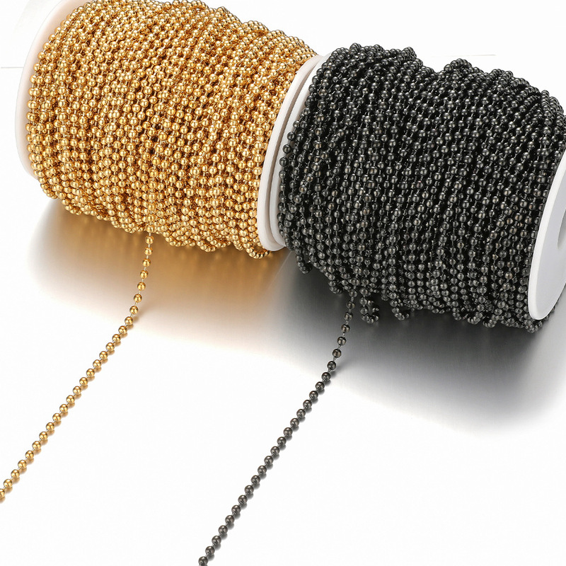 Stainless steel gold plated 1.2-3mm bead chain DIY fashion bracelet cross-border jewelry accessories chain wholesale