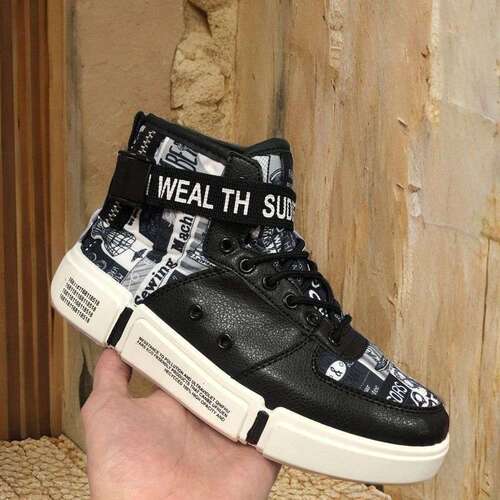 summer four seasons medium high-top skate shoes leather cloth sneaker casual shoes Korean fashionable all-matching old man shoes fashionable men