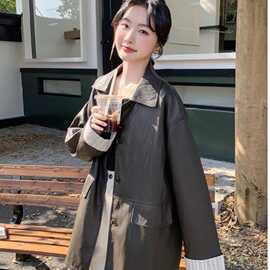 早春新款美式复古做旧蛋白皮皮衣中长外套女2026机车风衣PU皮夹克