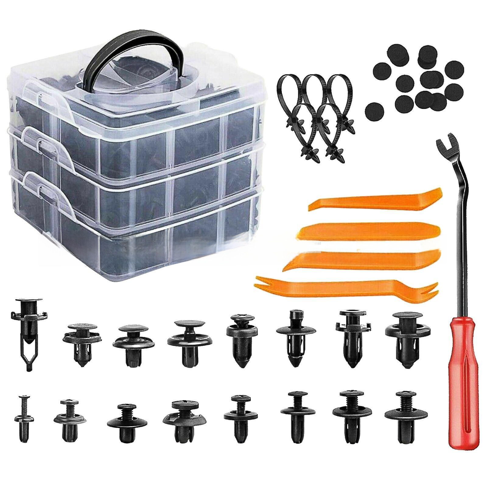 650PCS 620pcs Three-layer Boxed Clip 16 Types of Bumper Side Skirt Fixed Clip Car Plastic Rivet 