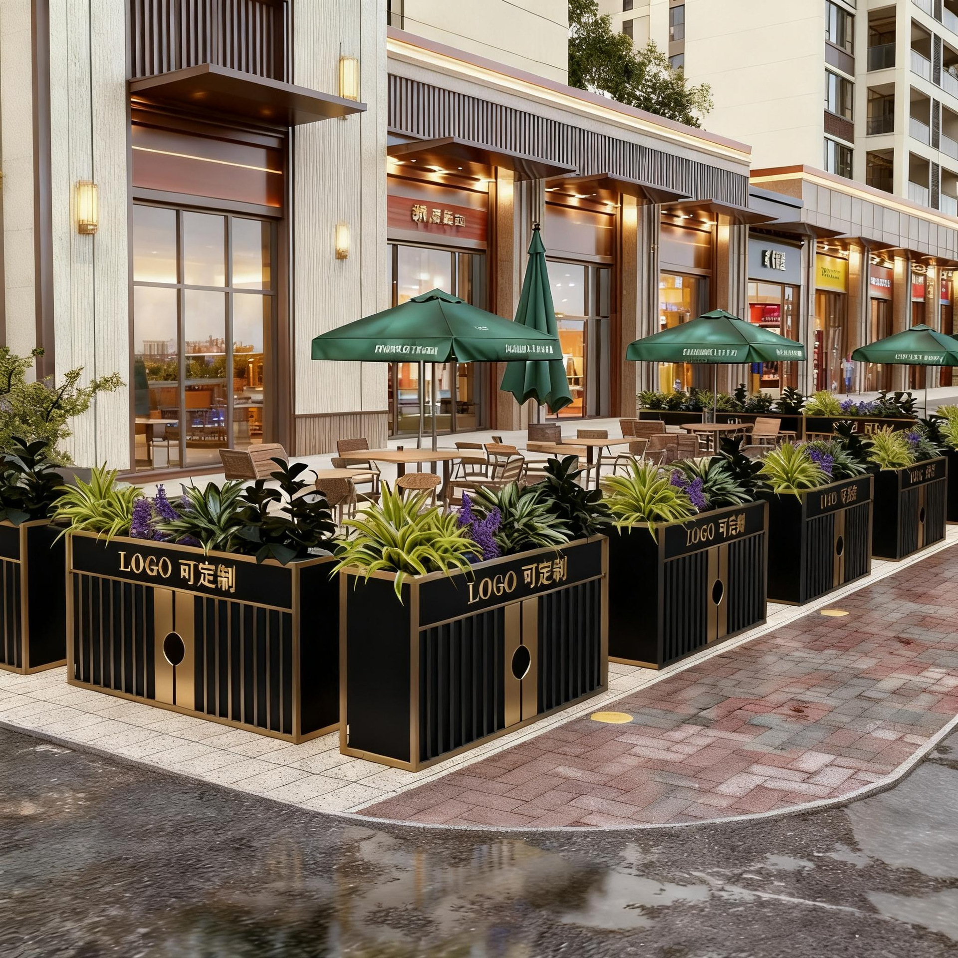 屋外ステンレス鋼フラワーボックスバルコニー植栽ボックス広場商業街長方形花壇鉄製完成品フラワーチャンネル