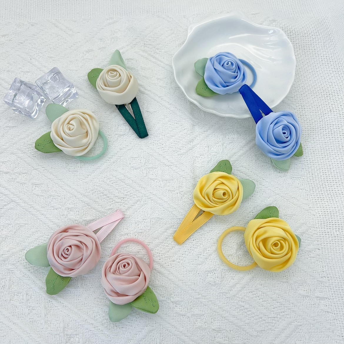 Sweet Colorful Rose Clips Ties, High-end, Niche, Gentle Elegant Accessories, Hairpins, And Delicate Hair Rings For Women_voghion.com