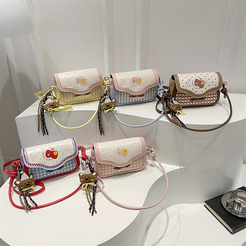2025 Fresh Plaid Patchwork New Fashion Stylish Commuter Daily Casual Sweet Cute Single Shoulder Crossbody Bag