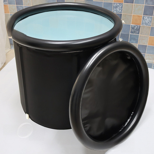 Black Foldable Hot Tub with Thick Adult PVC Inflatable Bathtub Home Foldable Shower Tub Ice Bath Tub