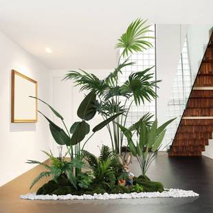 Simulation green plant indoor stair under the landscaping space corner potted fake tree landscape plant decoration living room wholesale
