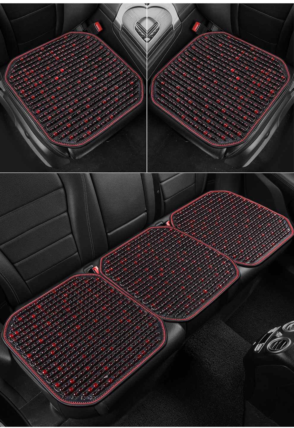 Summer Car Wooden Bead Seat Cushion, Breathable Massage Cooling Pad, Universal Model with Lumbar Support and Headrest, Limited-Time Special Wholesale Offer