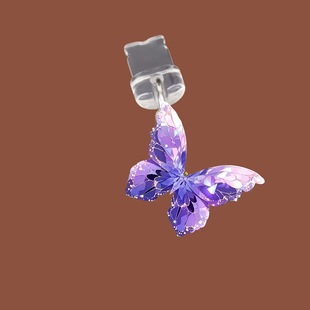 Acrylic Crystal Butterfly Dust Plug, Compatible with Type-C Android Connector, Mobile Phone Guard