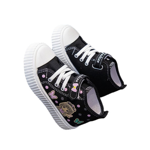 New girl canvas shoes, suitable for spring and autumn, versatile children's shoes, casual shoes for primary school students, high-top cartoon board shoes