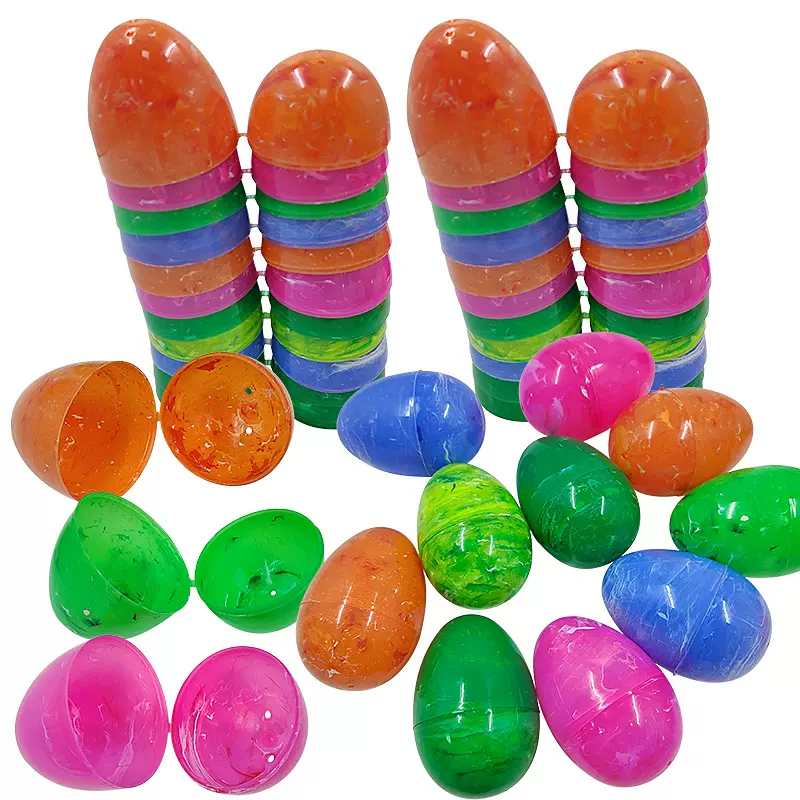 新款大理石花纹彩蛋复活节DIY彩蛋派对3寸蛋壳开口扭蛋亚马逊