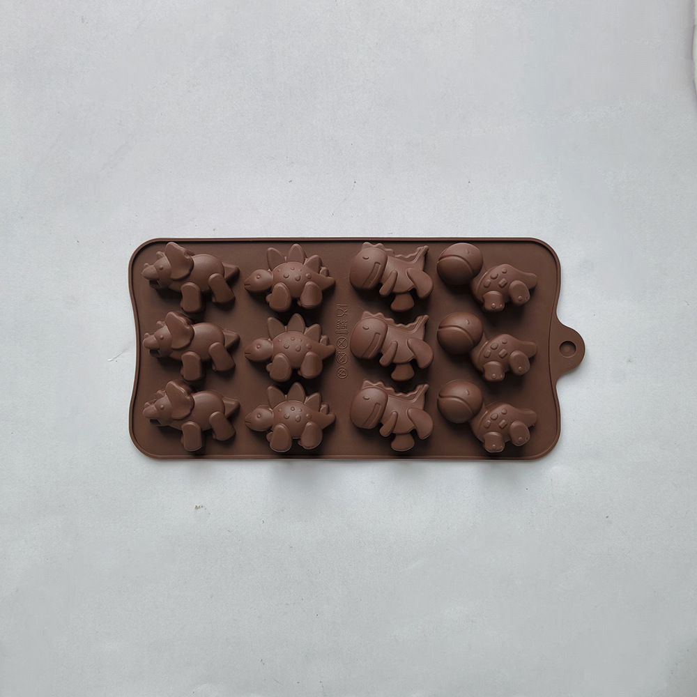 12 dinosaurios de chocolate 582 molde de silicona dulces DIY molde de pastel de goteo molde de horneado de hielo