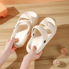 夏季外穿拖鞋女踩屎感拉帶兩穿EVA卡通靜音防滑新款厚底涼拖鞋