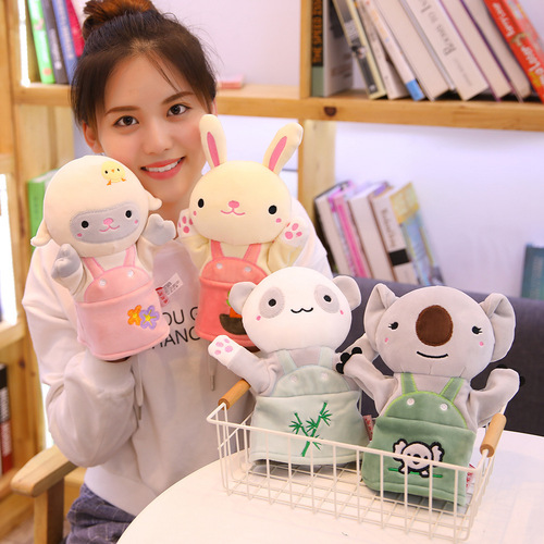 Soothing Cute Hand Puppet Plush Toy Rabbit Panda Preschool Education Doll Parent-child Interactive Storytelling Finger Doll