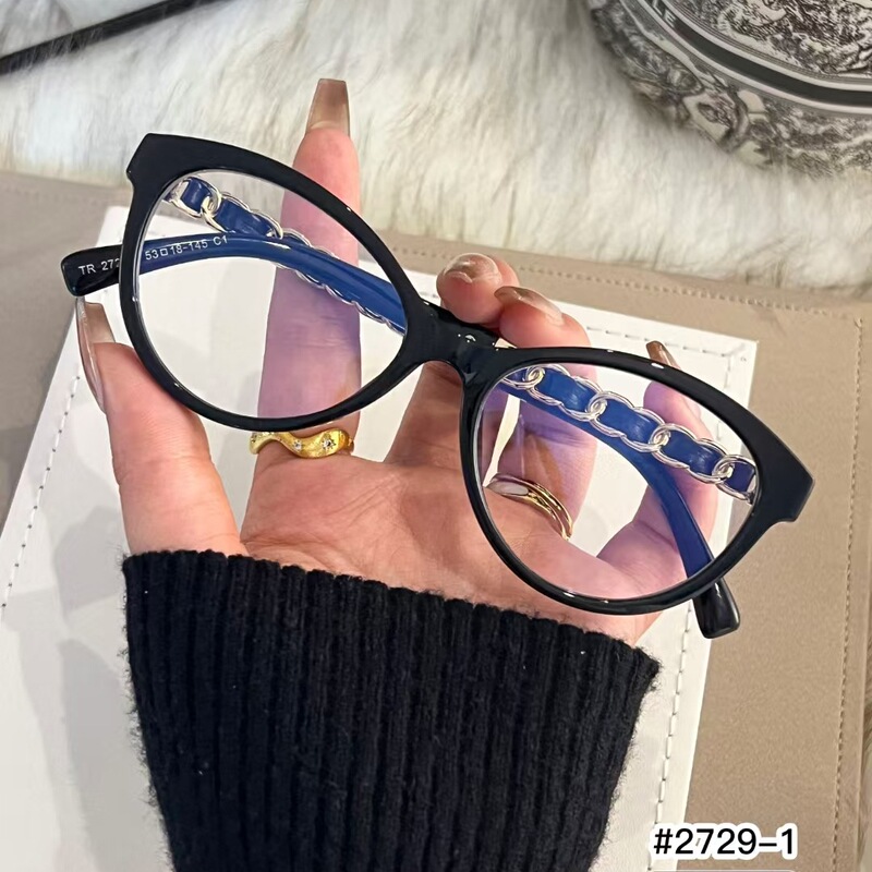 Xiaoxiang's New Anti-Blue Light Glasses Frame, Fashionable Sheepskin Temple Braided Women's Glasses Frame Can Be Equipped with Myopia