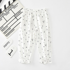 夏季女童防蚊褲ins卡通小米奇滿印縮腿束腳防蚊蟲款冰絲薄款童褲