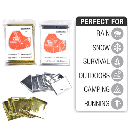 Cross-border emergency aluminum foil blanket survival equipment outdoor polyester film warm blanket large double-sided insulation blanket camping blanket