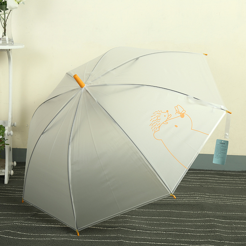 韩版马卡龙彩色透明雨伞直杆长柄自动雨伞卡通可爱雨伞工厂定制详情图5
