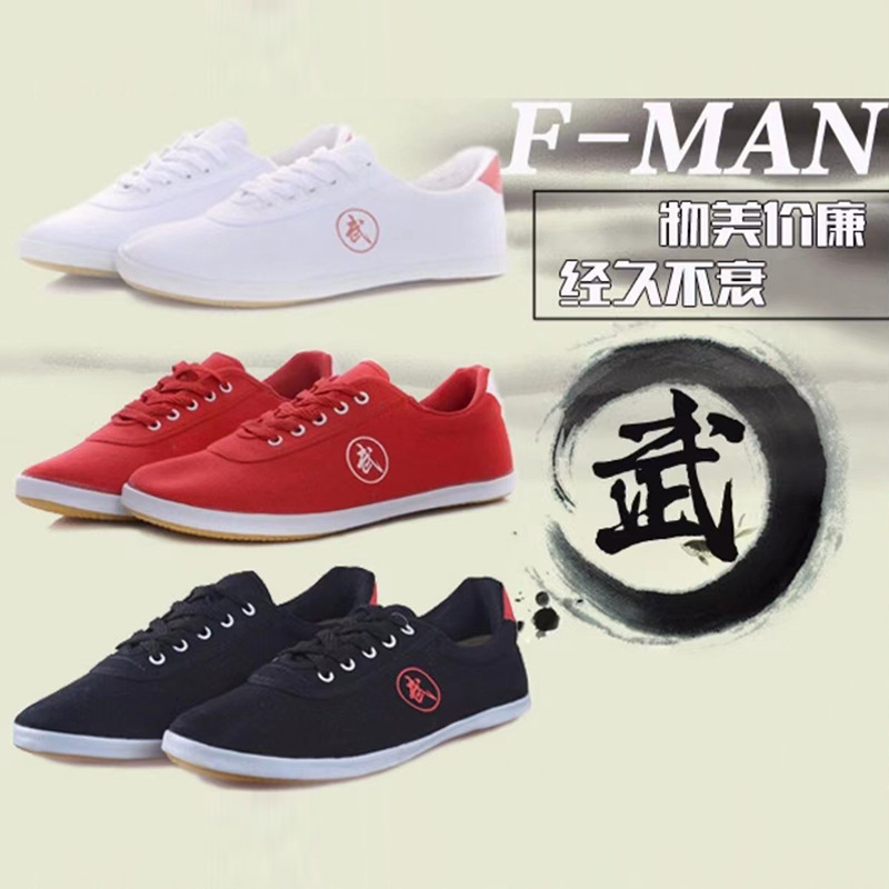 武术鞋太极鞋男练功鞋儿童武术鞋女夏帆布训练鞋牛筋底运动鞋