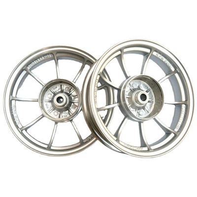 Motorcycle wheel hub, Fire Aluminum Wheels Suitable for - 10inch-dio-50-silver-white-front-drum-and-rear-drum-front-wheel-10-holes-95-drum-brake-22-teeth-set