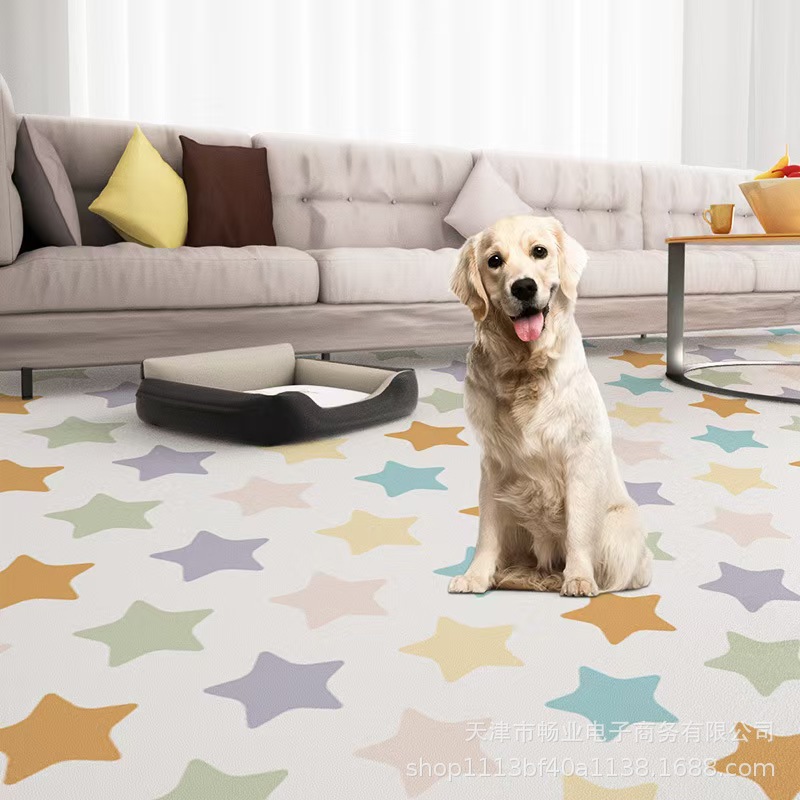 Minimalist wabi-sabi style living room floor mat, coffee table rug, PVC waterproof mat, washable and easy-to-clean carpet, non-slip PU leather