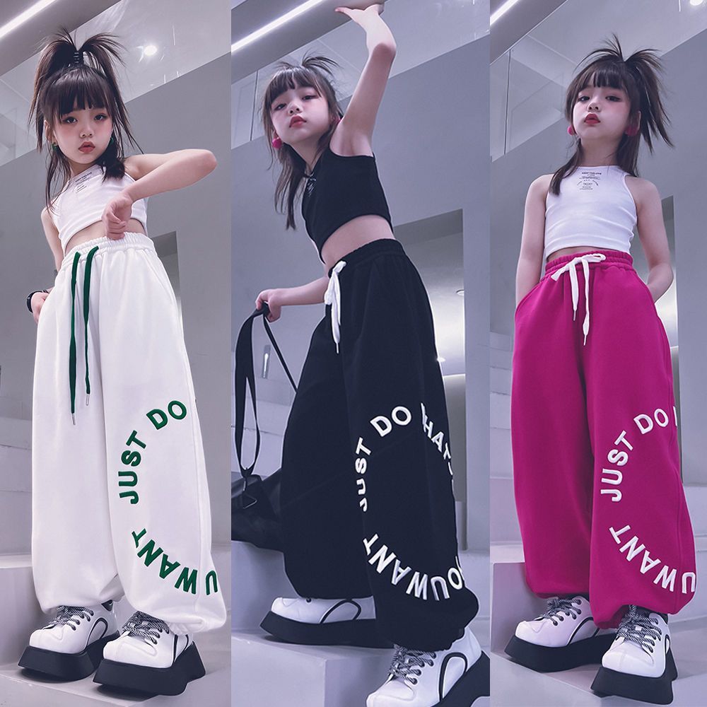 韩版男女中大童运动街舞嘻哈hiphop校服长裤宽松休闲松紧裤演出潮