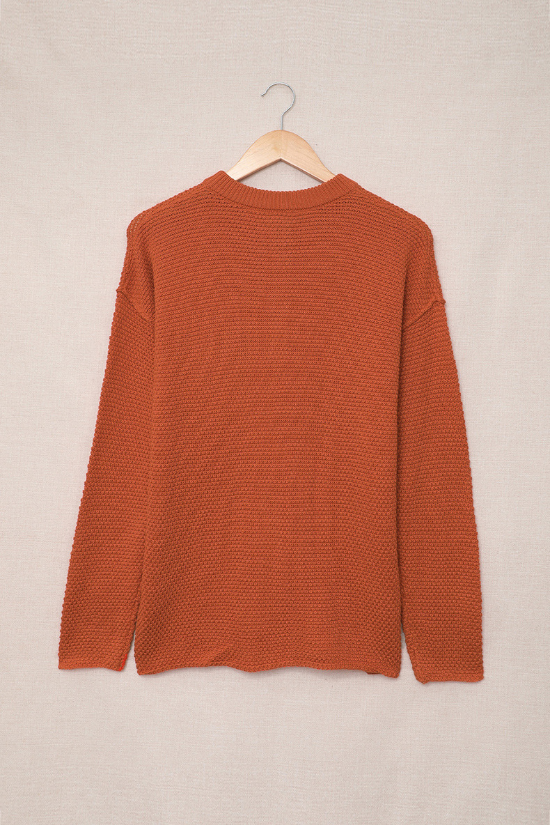 Solid Color Long Sleeve Buttoned Sweater NSQSY86999