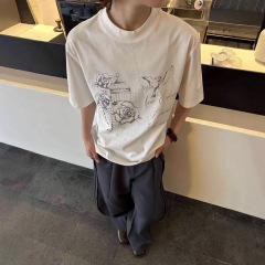 MADEEXTREME手描きプリント半袖tシャツ男女夏2025新型ゆるい綿半袖上着