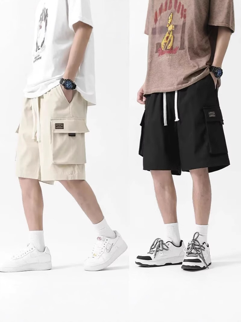 Pantalones cortos de hielo para hombres de verano tendencia americana cinco puntos pantalones deportivos casuales de moda de alta calle pantalones de playa