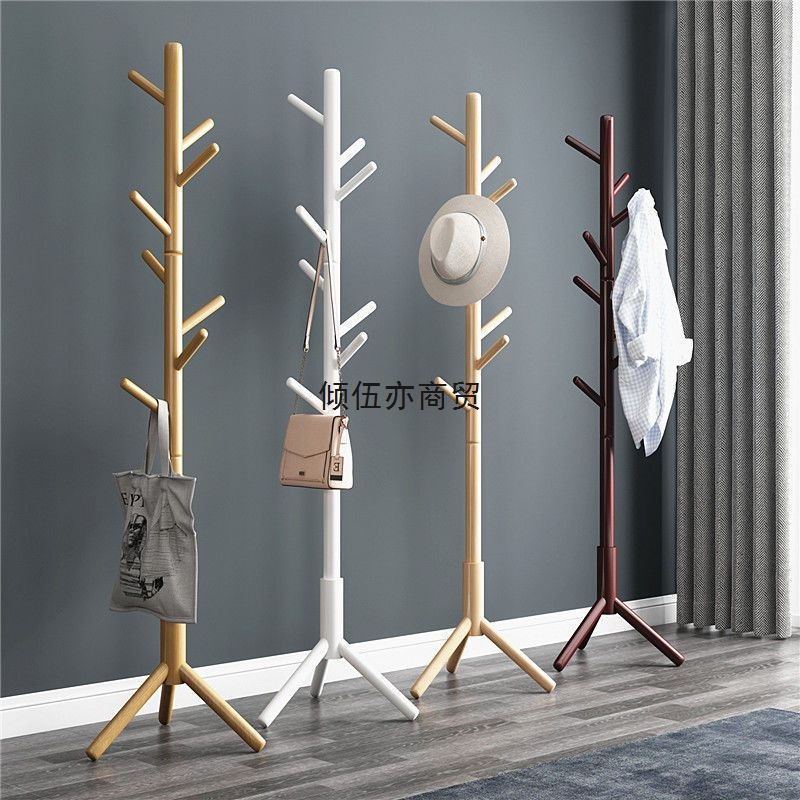 현대적인 간단한 옷걸이 가방 수직 침실 옷걸이 거실 홈 랙 바닥에서 천장까지 단단한 나무 옷걸이 간단한