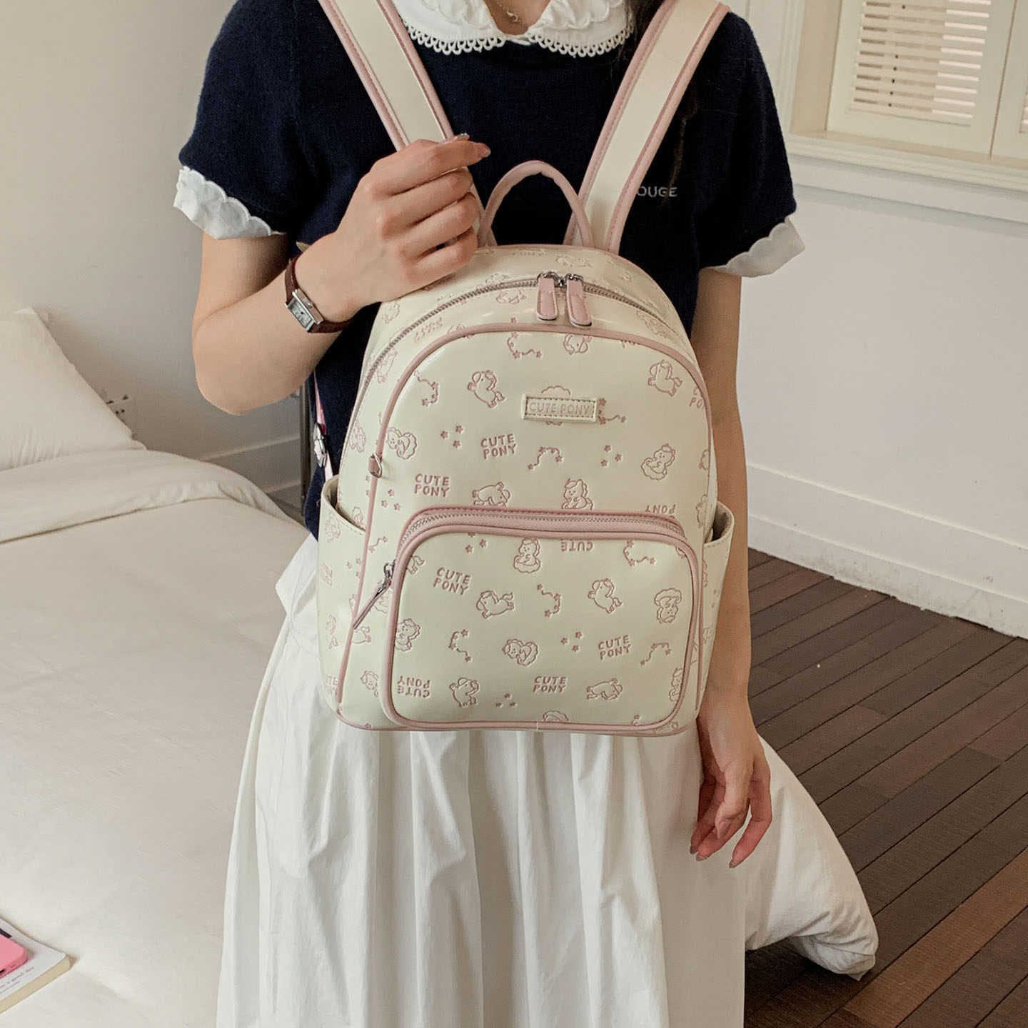 Clase encantadora moda de gran capacidad 2026 viento multicolor mochila de la universidad de viaje nueva mochila coreana