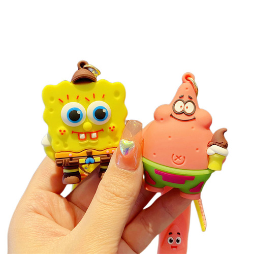 Cartoon anime SpongeBob keychain ornament toy figure car keychain accessory bag decoration wholesale