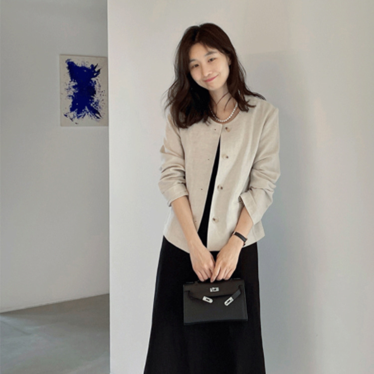 宽松短外套女22年春夏新款韩版文艺纯色亚麻防晒上衣chic开衫夹克|ru