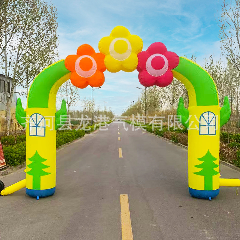Arco inflable de dibujos animados para escuela primaria, jardín de infantes, puerta inflable de arcoíris, evento de celebración, ceremonia de inauguración, membrana inflable