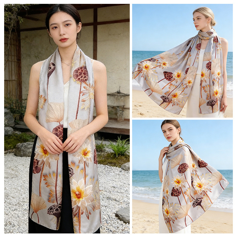 Thin silk long elegant fashionable scarf