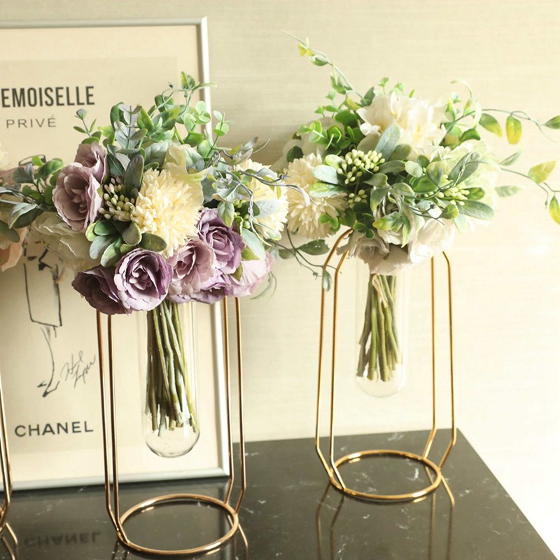 家居茶花束亞馬遜仿真花廠家裝飾婚慶手捧花植物牆假花MW66780