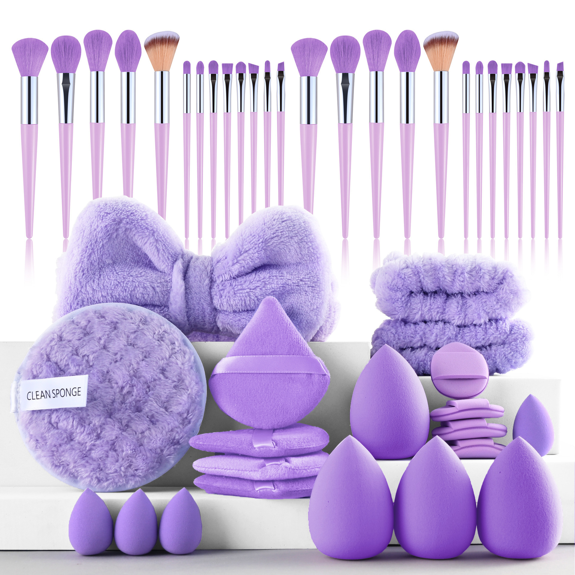 40pc set de herramientas de maquillaje de belleza de venta en caliente transfronteriza, un conjunto completo de 46 pinceles, una gran combinación de lavado de cara, maquillaje en polvo