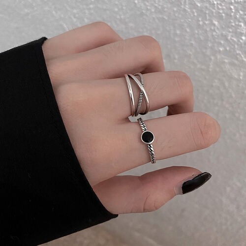 South Korea's Dongdaemun Cross Twist Chain Cold Style Open Ring Women's Hip Hop Simple Design Temperament Hand Accessories