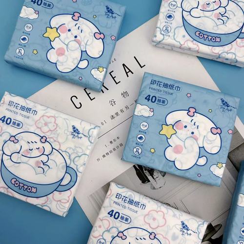 Printed paper towels, flying dog printed paper towels, colorful napkins, portable small pack paper, facial tissue, mouth wiping paper, 40 pieces