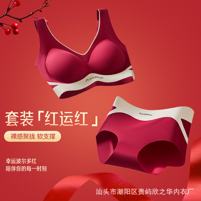 Women's Seamless Sports Bra with Supporting Cups, Anti-Sagging, Soft Support Bra Set